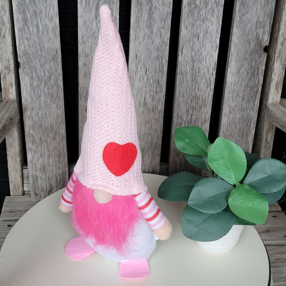 Pink and White Gnome Plush with Heart - Picture 3 of 4